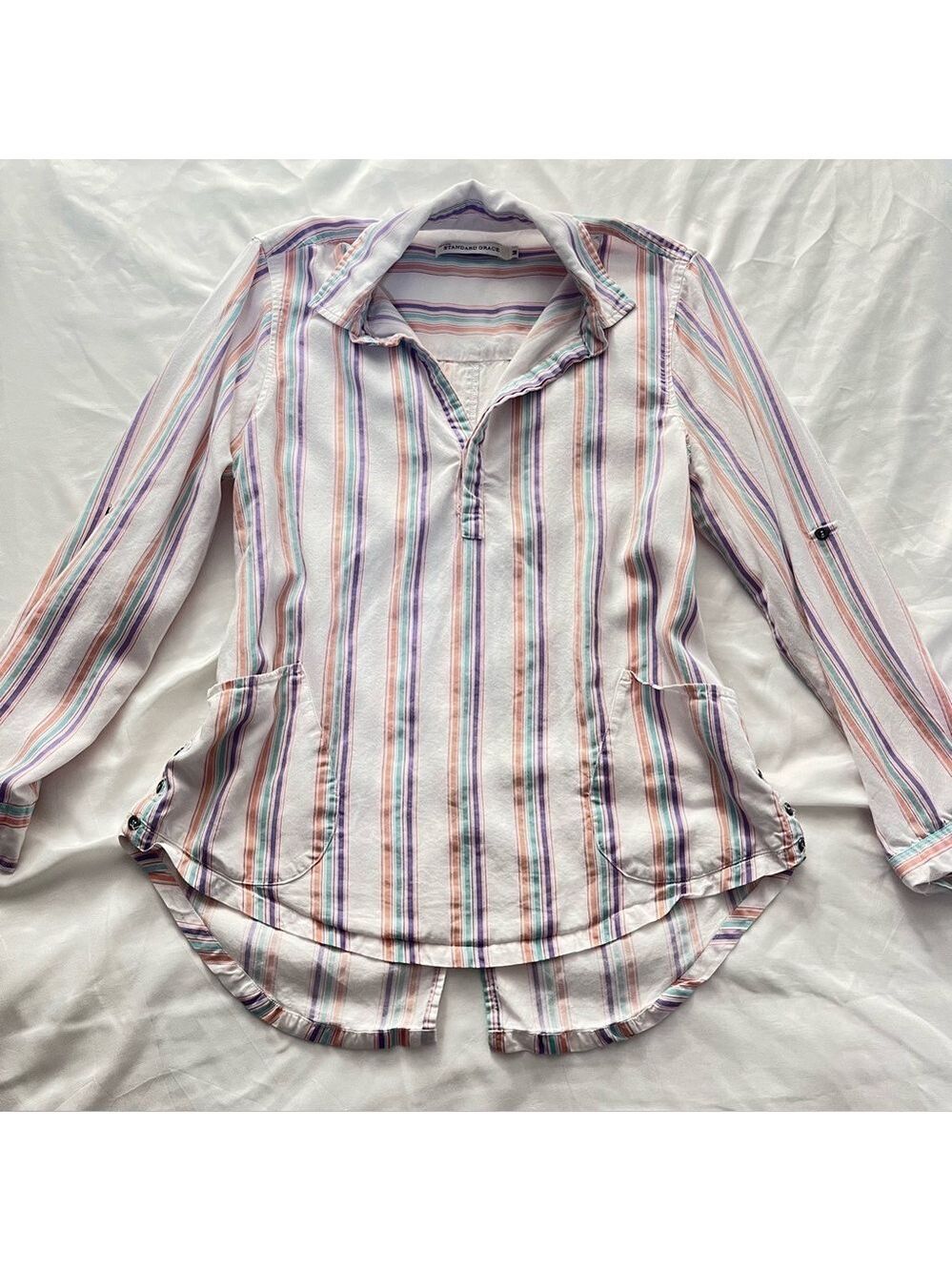 Standard Grace Boho Striped 100% Lyocell Tunic Blouse M